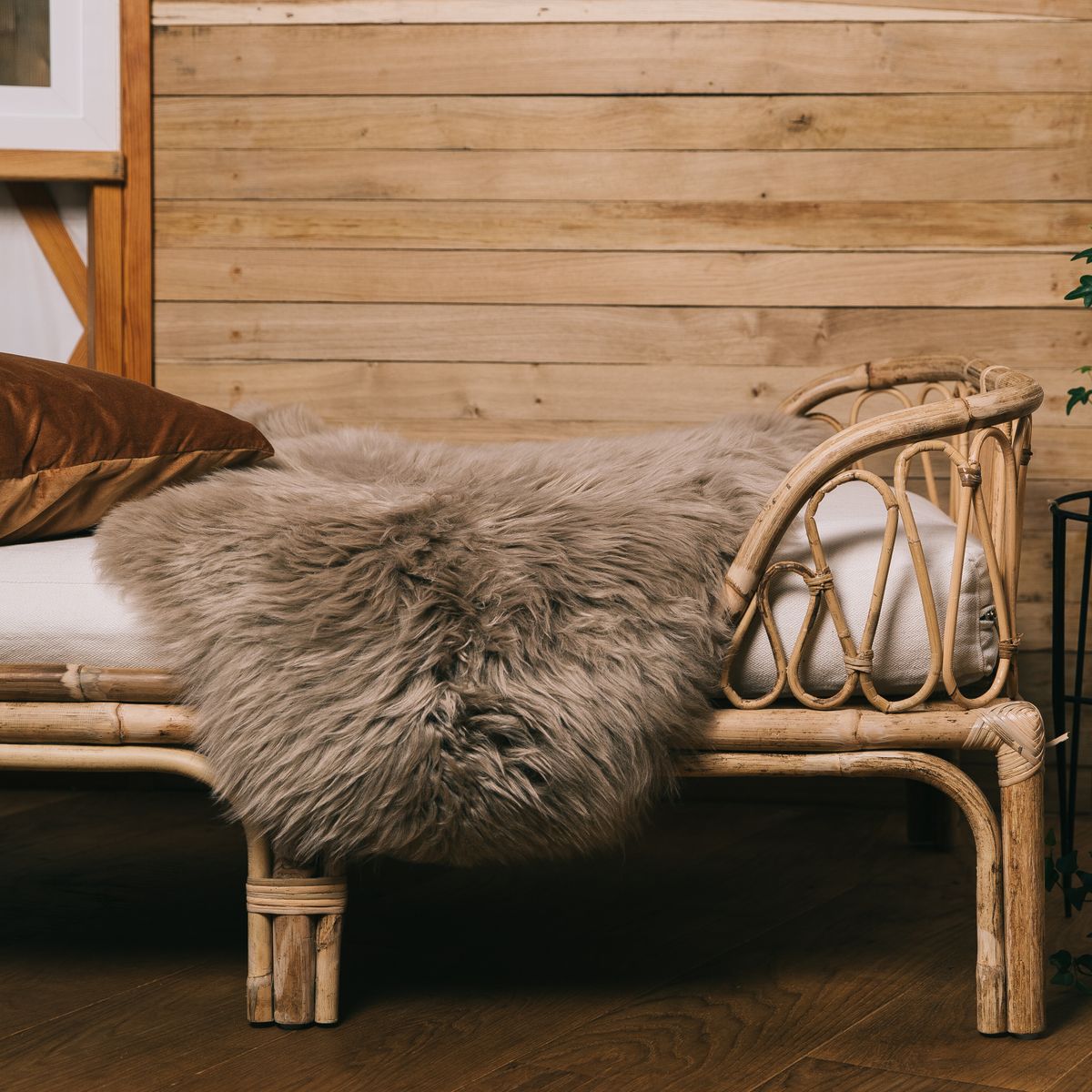 Merino Lammfell | Langhaar | Neuseeland | ca. 100x60 cm Taupe