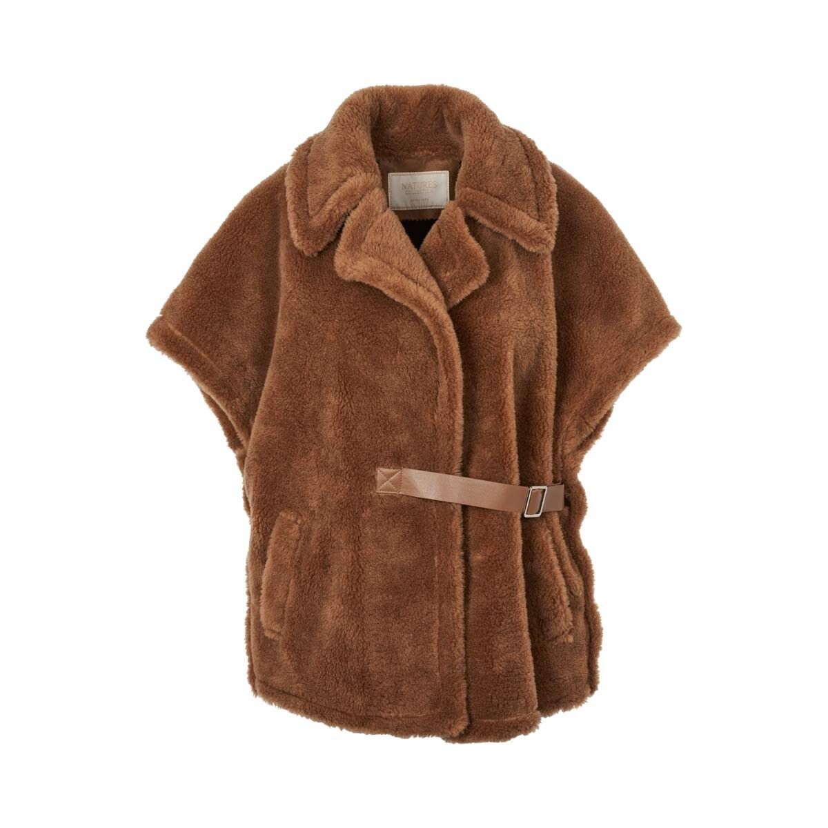 Elvira Poncho | Lammwolle Teddybraun