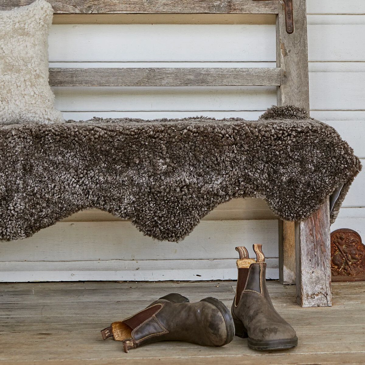 Doppeltes Lammfell | Kurzhaar | Neuseeland | 170x60 cm Taupe