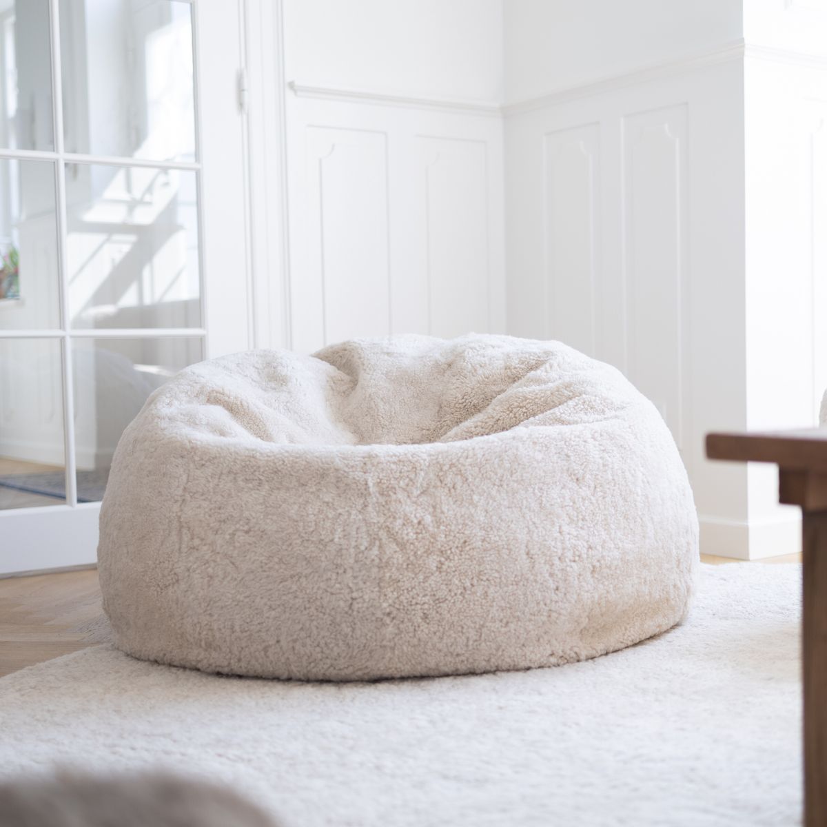 Lammfell Sitzsack | Kurzhaar | Neuseeland | 73x74 cm | 92x93 cm Anthrazit