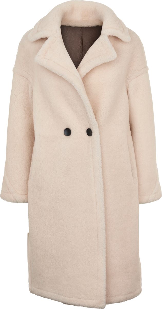 Lammfellmantel Savannah | Damen | Lammwolle Schoko/Beige