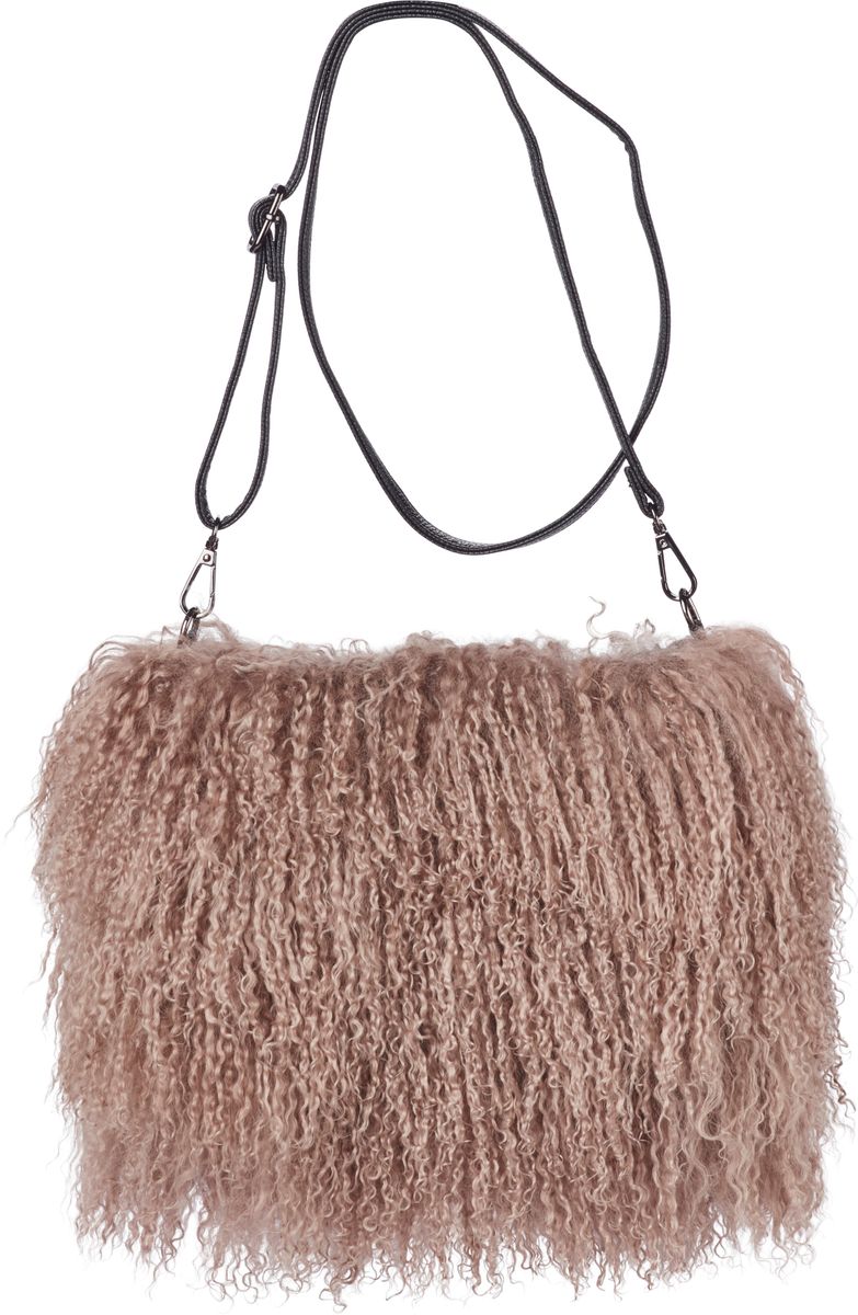 Lammfell Handtasche Jasmin | Tibet | Lockig Stucco Sand