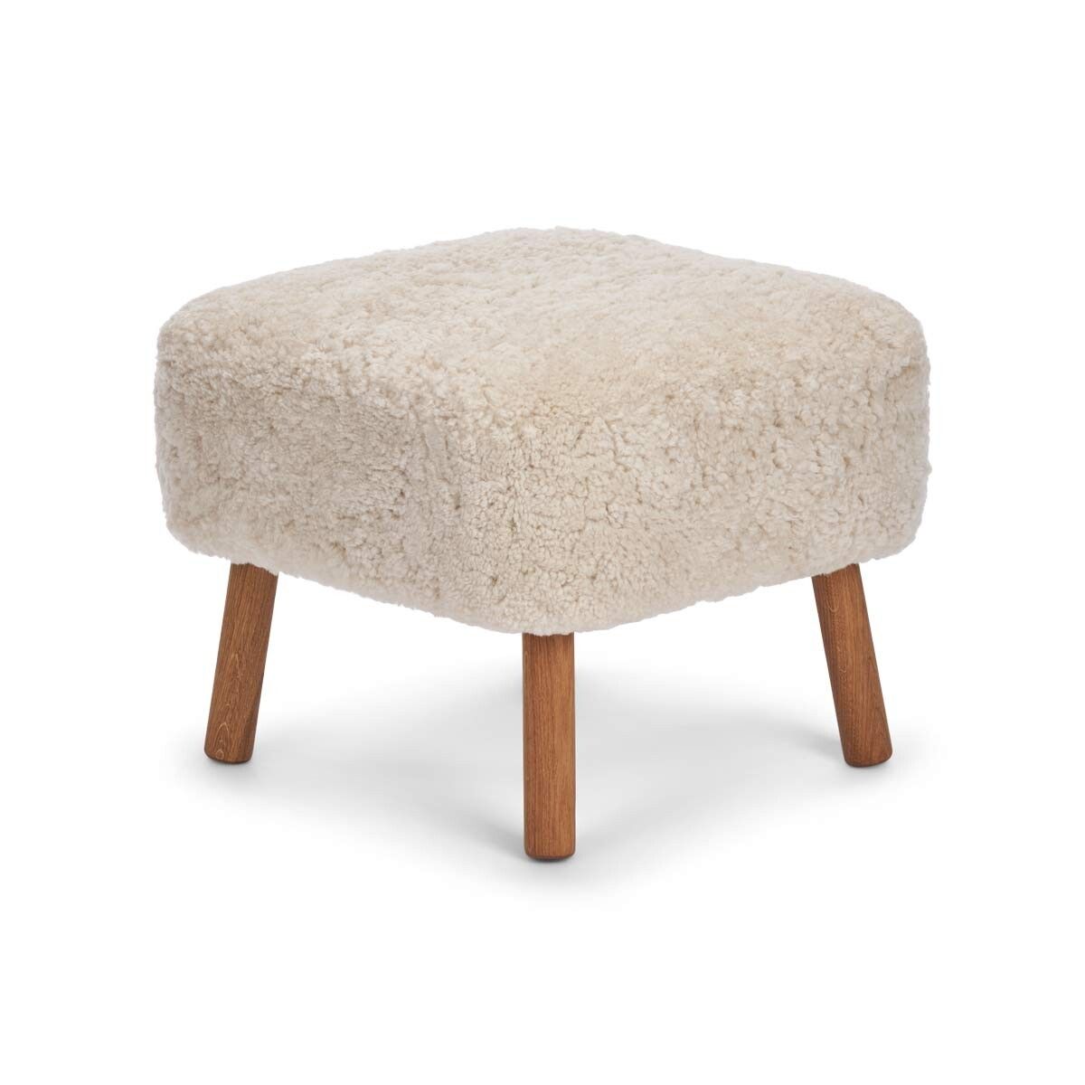 Lammfell Hocker Emil | Premium | Kurzhaar Perlweiß