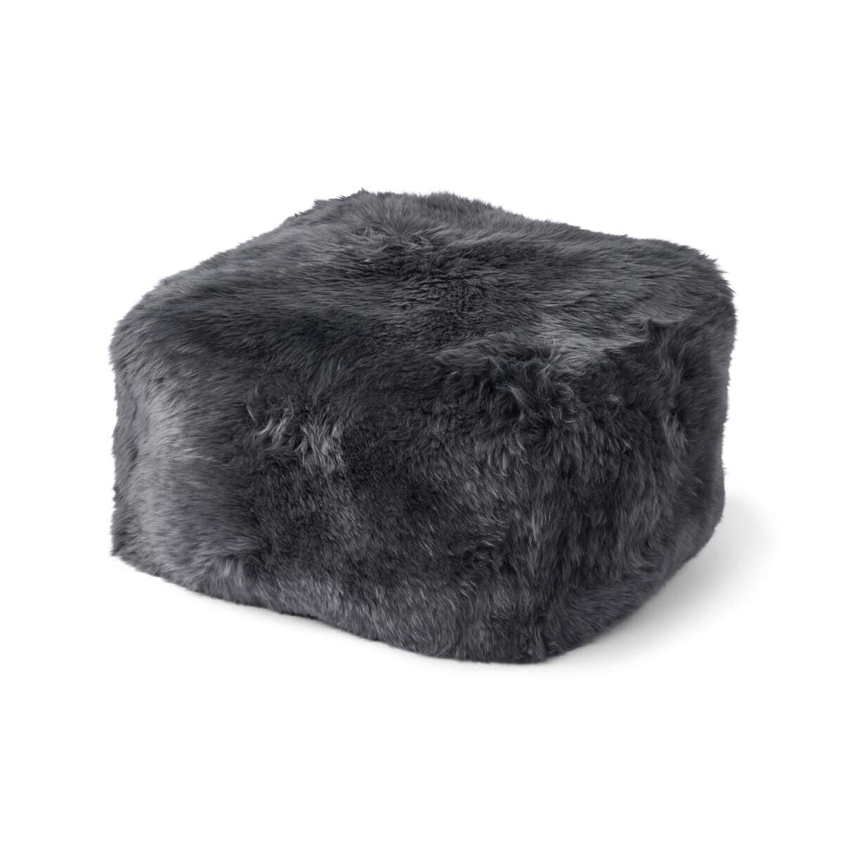 Lammfellpouf | Langhaar | Neuseeland | 50x50x32 cm Stahl
