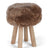 Holzhocker mit Lammfell | Langhaar | Neuseeland | 48xD34 cm Taupe