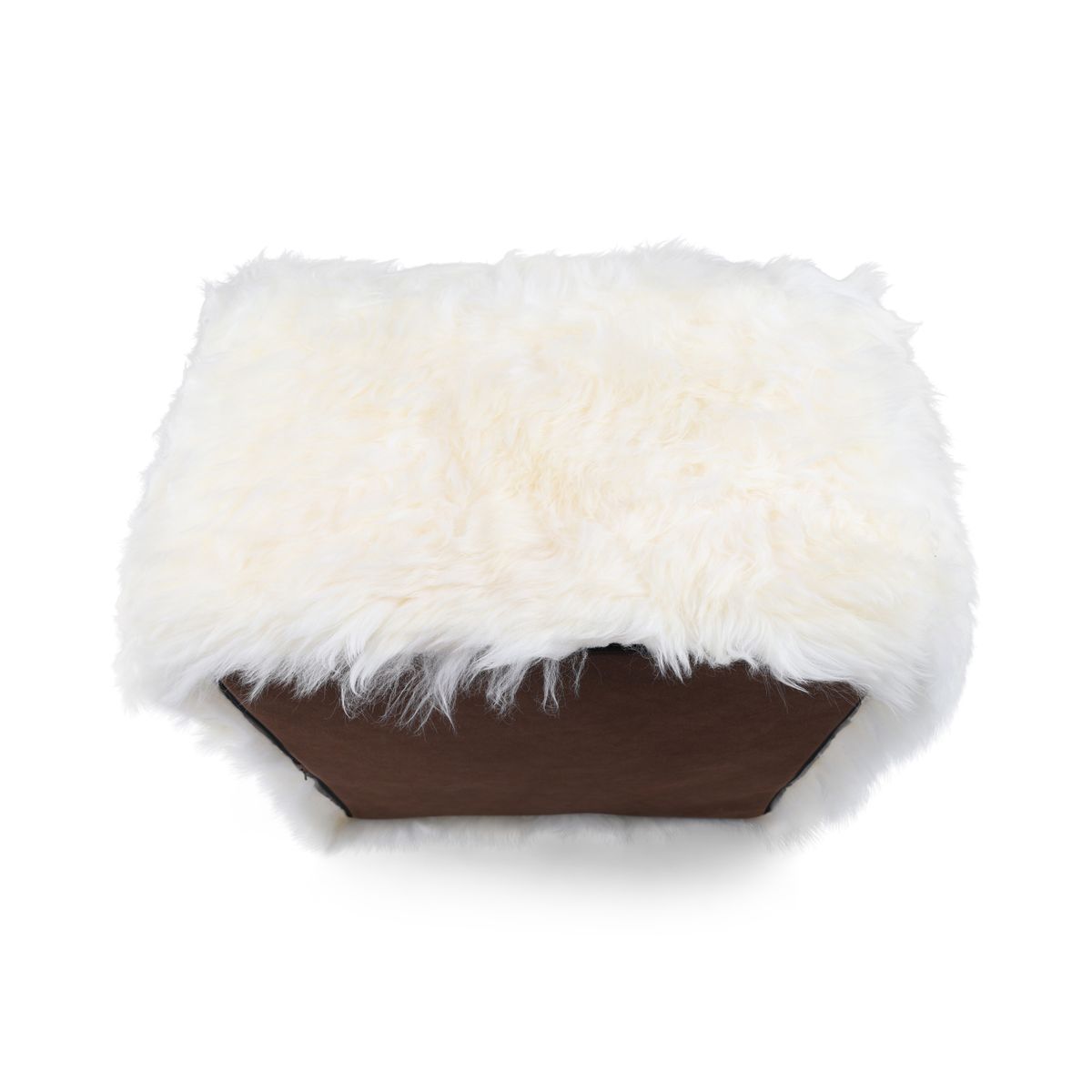 Lammfellpouf | Langhaar | Neuseeland | 50x50x32 cm Weiß
