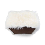 Lammfellpouf | Langhaar | Neuseeland | 50x50x32 cm Weiß
