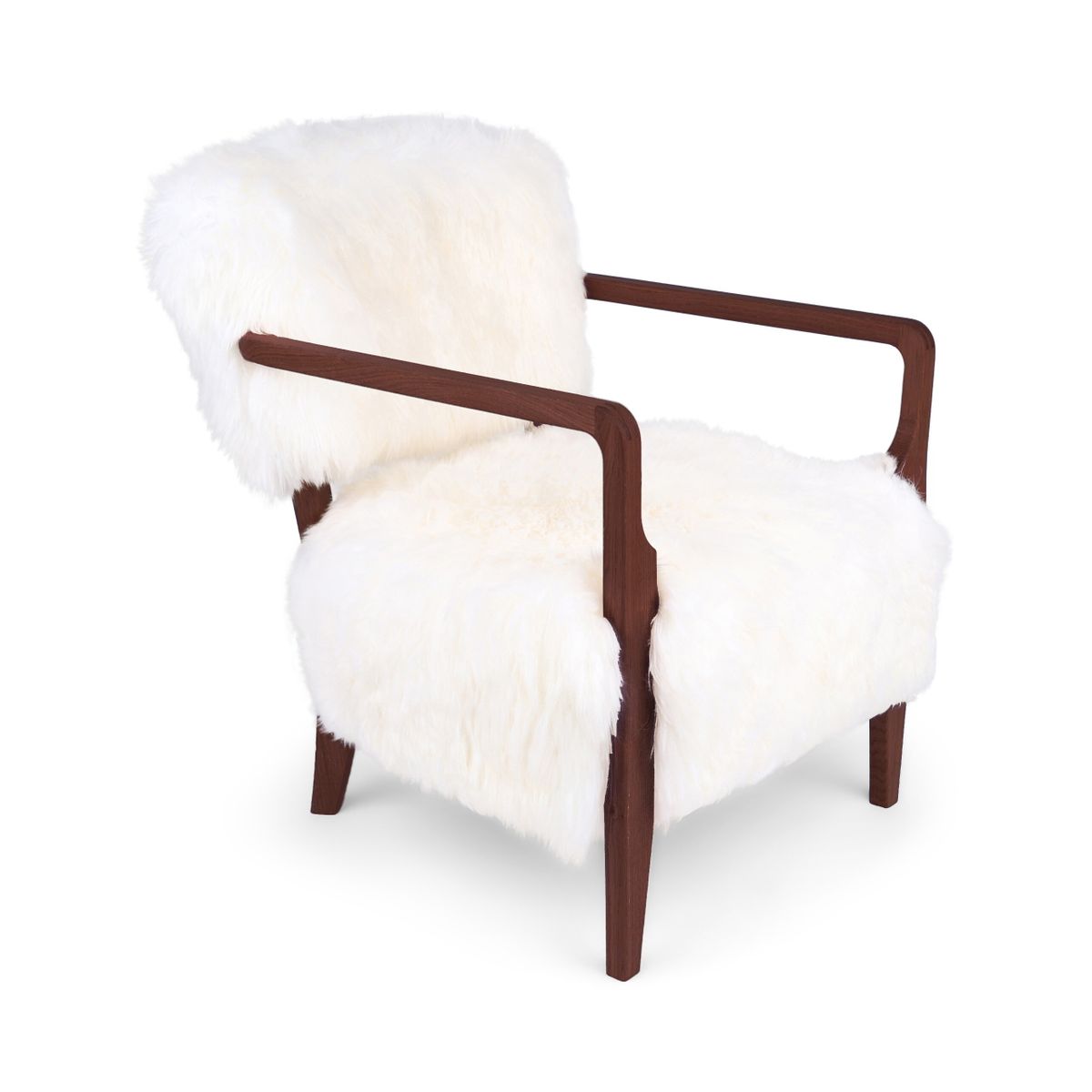 Lina Loungesessel | Premium Lammfell | Designmöbel Weiß