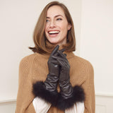 Pixie | Lederhandschuhe | Fuchsfell Schwarz