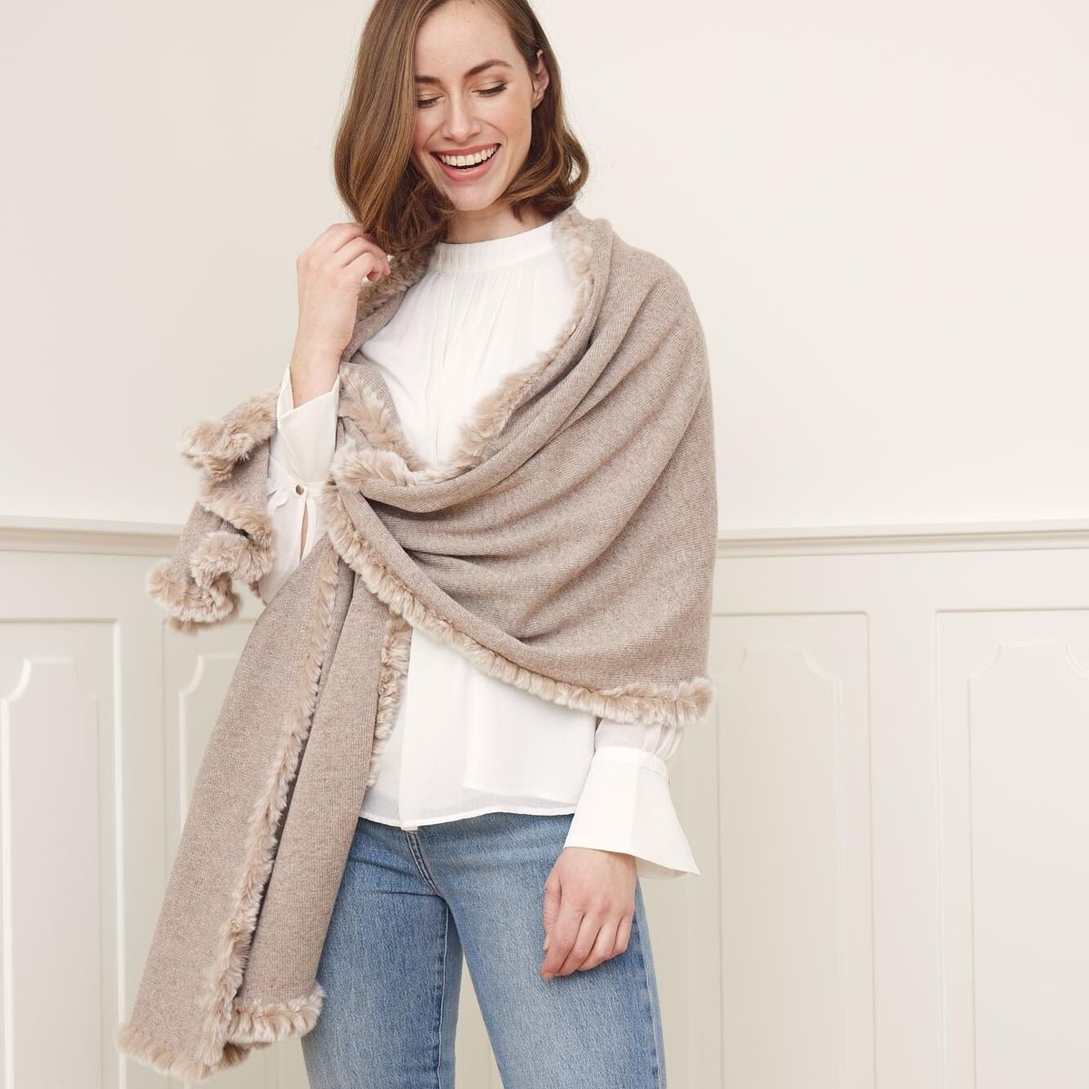 Scarlet Schal | Wolle, Kaninchen Schwarz/Schwarz