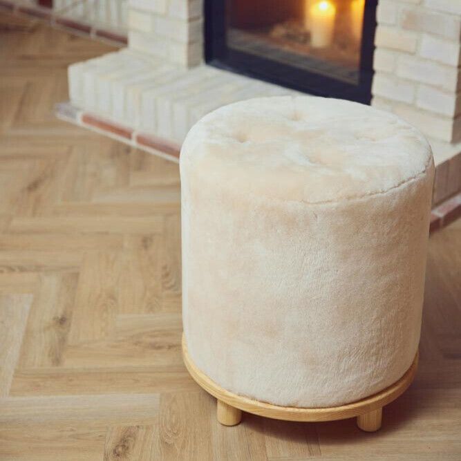 Simon Pouf | Neuseeland | Mokassin | D46x52 cm Kastanie