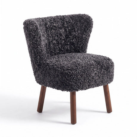 Emily Esszimmerstuhl | Premium Lammfell | Designmöbel Anthrazit