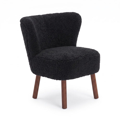 Emily Esszimmerstuhl | Premium Lammfell | Designmöbel Schwarz
