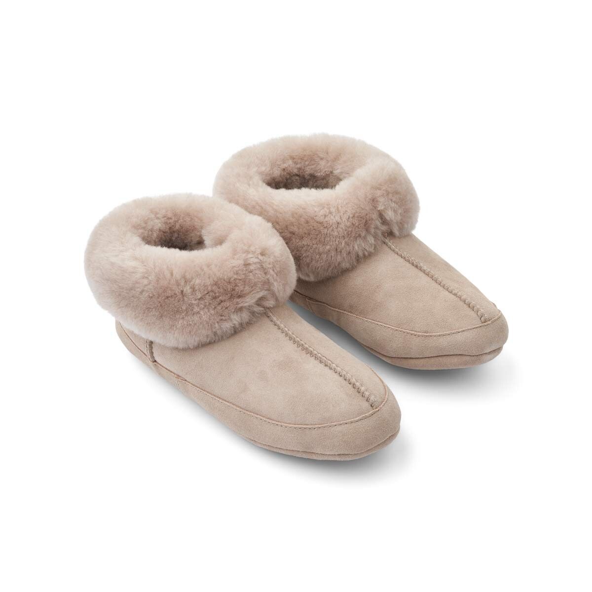 Lammfell Hausschuhe Soft Sole | Weiche Sohle | Wildleder Teddybraun