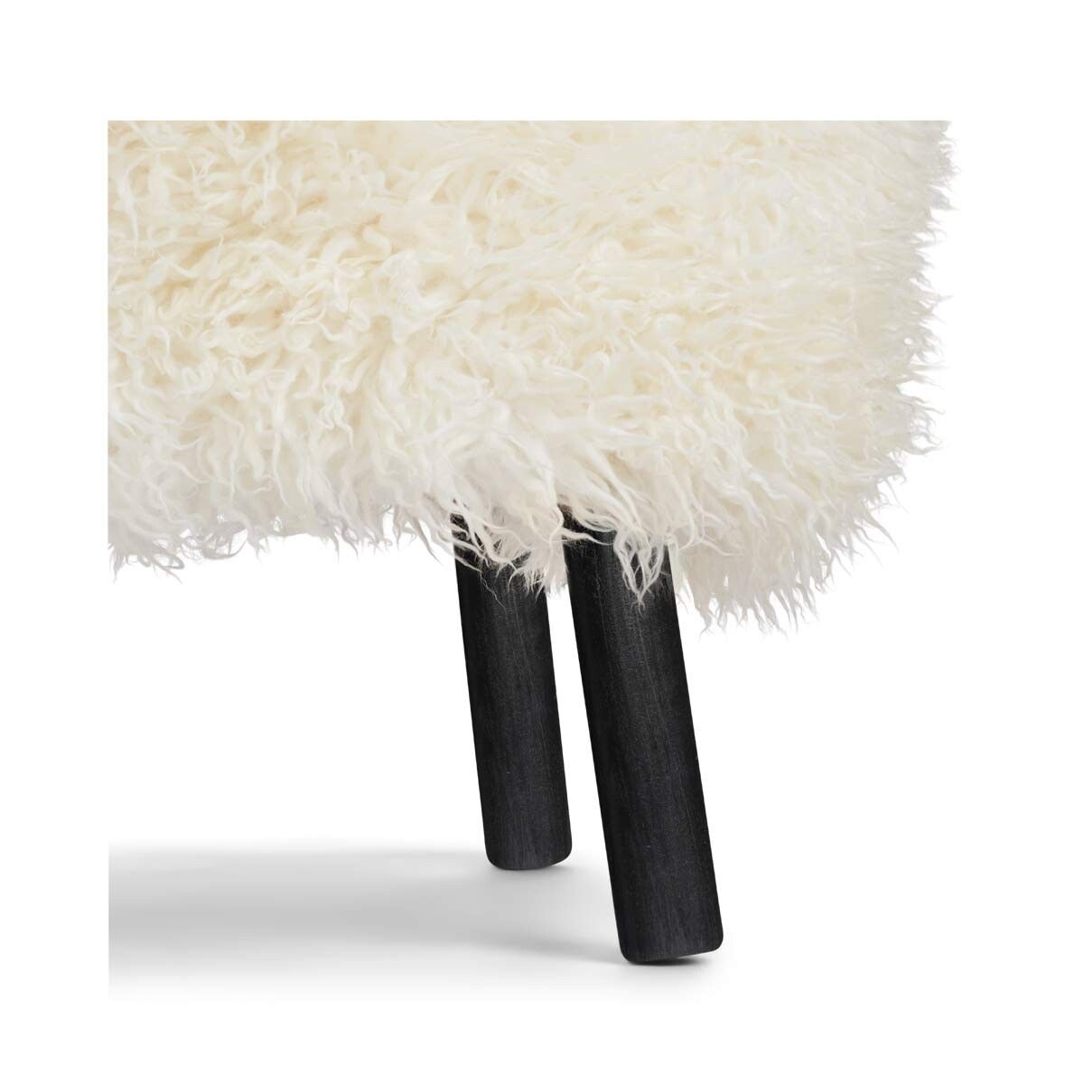 Lammfell Hocker Emil | Premium | Langhaar Schneeweiß