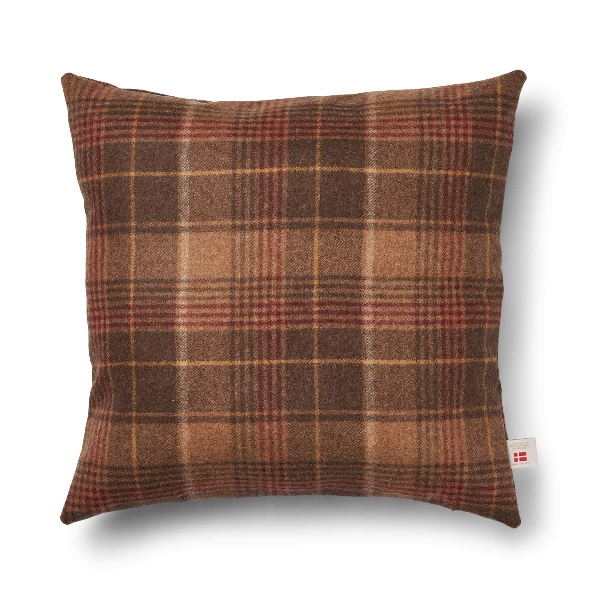 Kariertes Wollkissen | 100% Wolle | 52x52 cm | 34x52 cm Kakao-Dunkelbraun