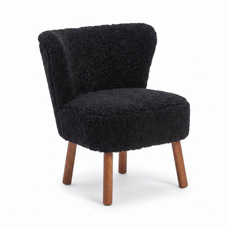 Emily Esszimmerstuhl | Premium Lammfell | Designmöbel Schwarz