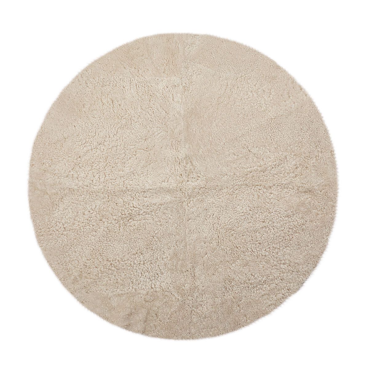 Lammfell Designerteppich | Kurzhaar | Neuseeland | D180 cm Perlweiß