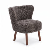 Emily Esszimmerstuhl | Premium Lammfell | Designmöbel Cappuccino