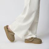 Plateau Slipper | Wildleder, Lammfell Kastanie
