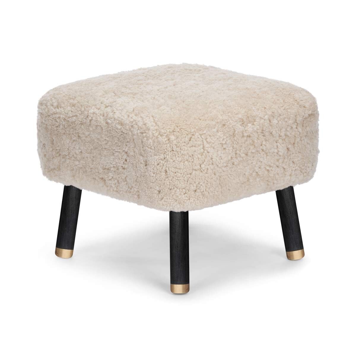 Lammfell Hocker Emil | Premium | Kurzhaar Perlweiß