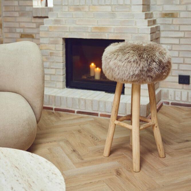 Hocker Premium | Teakholz | Ohne Bezug | 34x75 cm Natürlich