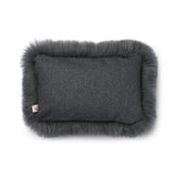 Lammfellkissen | Langhaar | Neuseeland | 100% Wolle | 52x52 cm | 34x52 cm Steingrau/Stahl