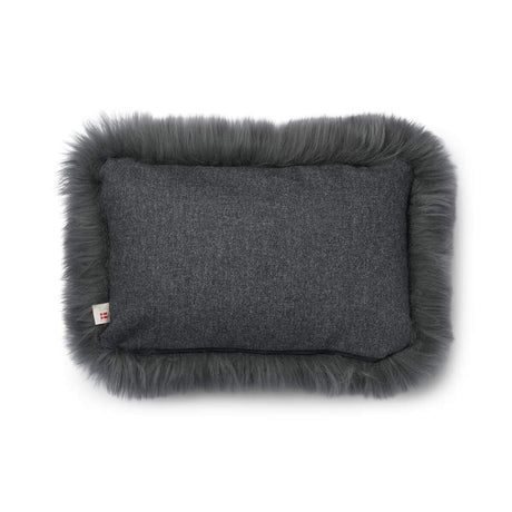Lammfellkissen | Langhaar | Neuseeland | 100% Wolle | 52x52 cm | 34x52 cm Steingrau/Stahl