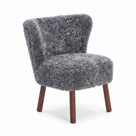 Emily Esszimmerstuhl | Premium Lammfell | Designmöbel Hellgrau