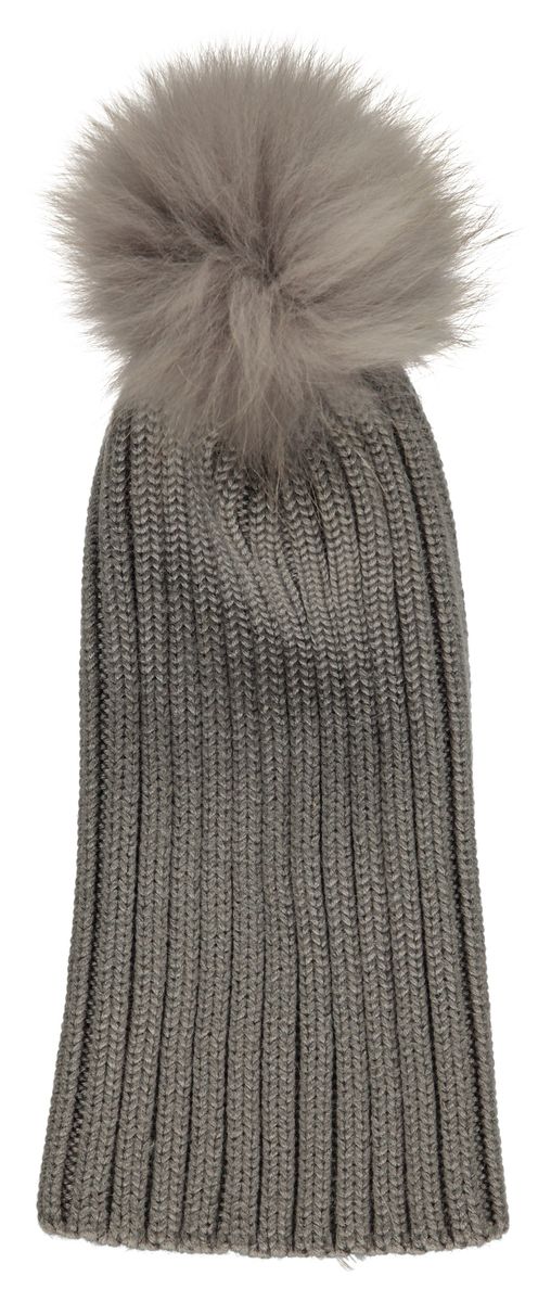 Wollmütze Sheila | Bommel aus Waschbärfell