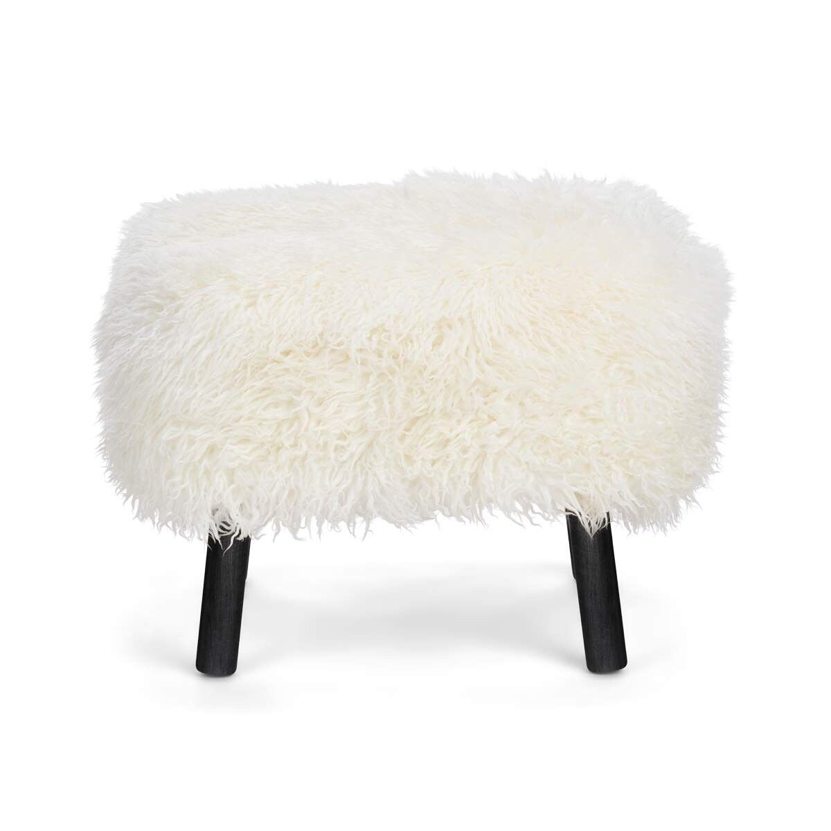 Lammfell Hocker Emil | Premium | Langhaar Schneeweiß