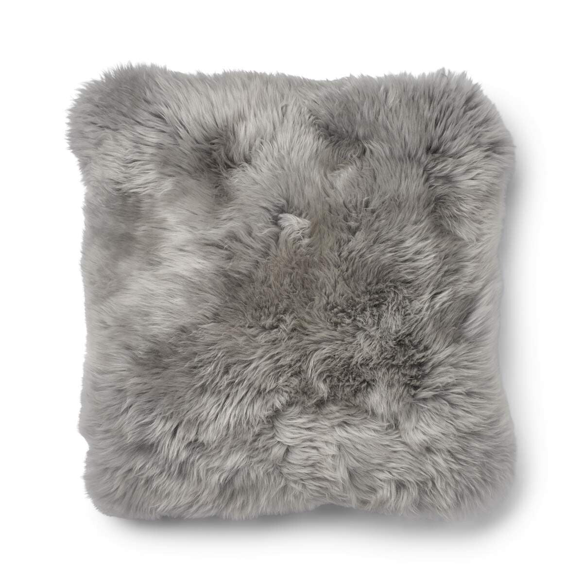 Lammfellkissen | Langhaar | Neuseeland | 100% Wolle | 52x52 cm | 34x52 cm Stein/Hellgrau