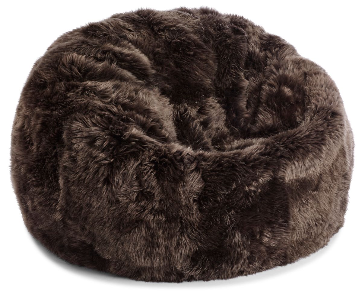 Lammfell Sitzsack Premium | Langhaar | Neuseeland | 73x74 cm | 92x93 cm Walnuss