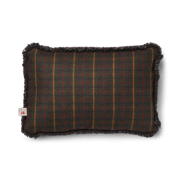 Kariertes Lammfellkissen | Kurzhaar | Neuseeland | 100% Wolle | 34x52 cm