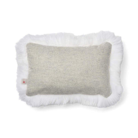 Lammfellkissen | Langhaar | Neuseeland | 100% Wolle | 52x52 cm | 34x52 cm Silber/Elfenbein
