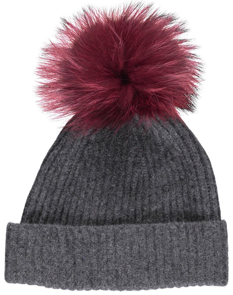 Mathilde Beanie | Wolle, Waschbär Dunkelgrau/Rouge