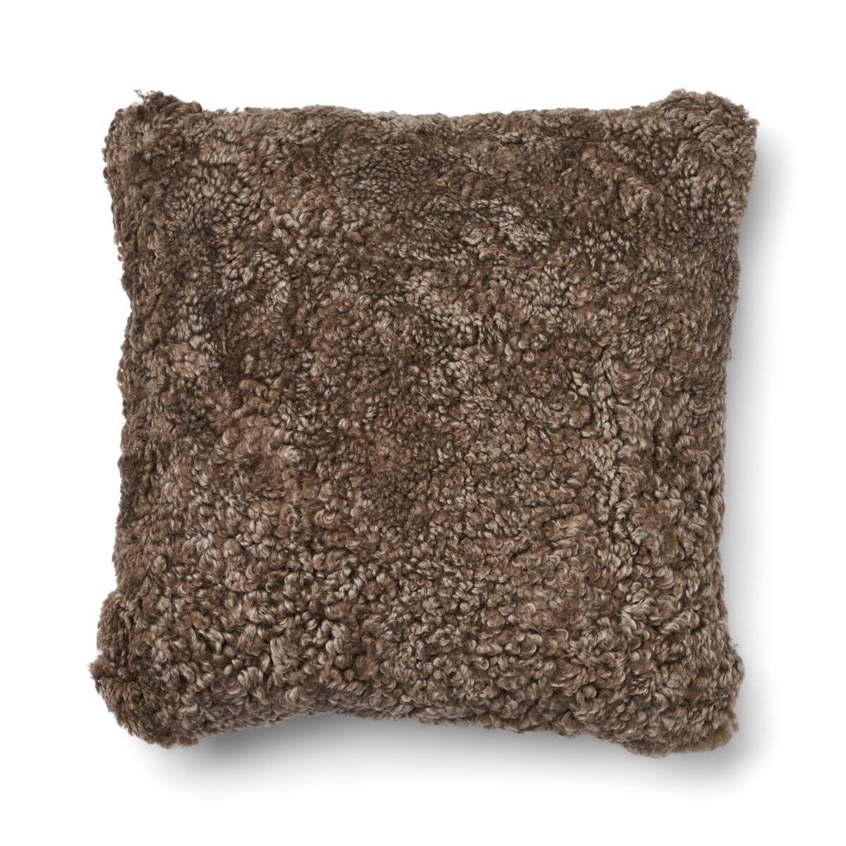 Kariertes Lammfellkissen | Kurzhaar | Neuseeland | 100% Wolle | 52x52 cm | 34x52 cm Kakao-Dunkelbraun/Taupe