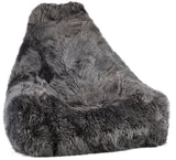 Lammfell Sitzsackstuhl Premium | Langhaar | Neuseeland | 100x100x80 cm Stahl