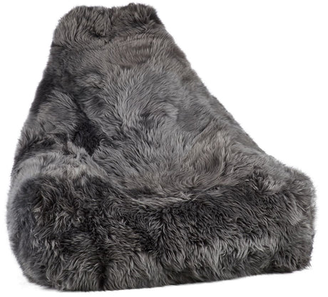 Lammfell Sitzsackstuhl Premium | Langhaar | Neuseeland | 100x100x80 cm Stahl