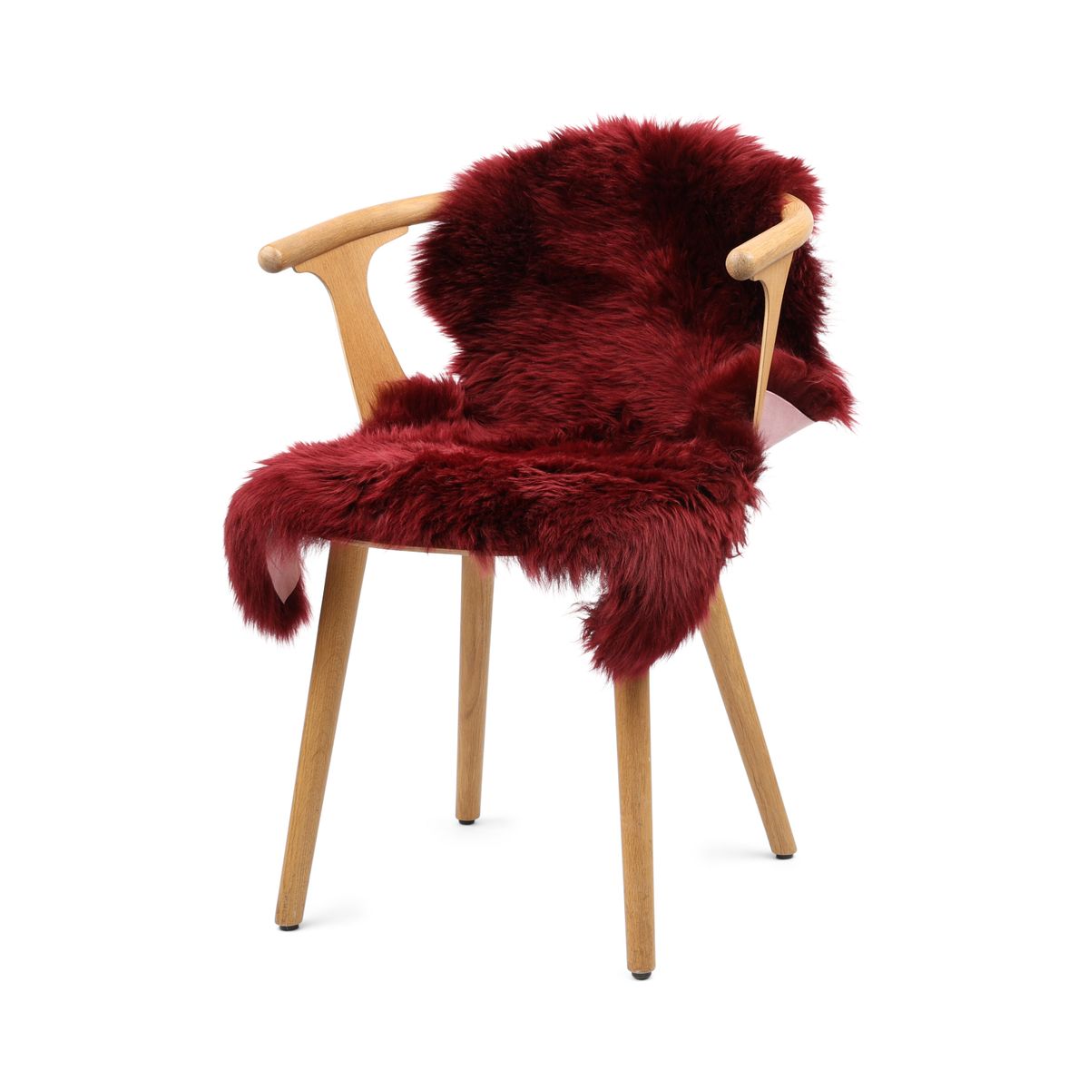 Merino Premium Lammfell | Langhaar | Neuseeland | 90x60 cm Bordeauxrot