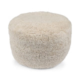 Lammfellpouf Premium | Kurzhaar | Neuseeland | D41x31 cm Perlweiß