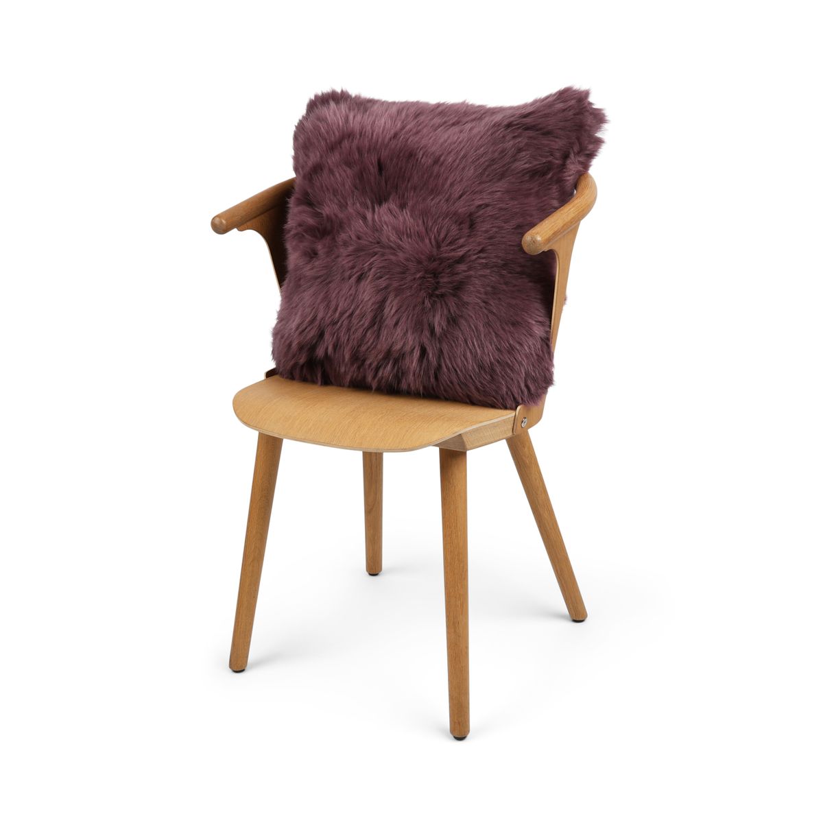Fellkissen | Langhaar | Neuseeland | 50x50 cm Aubergine