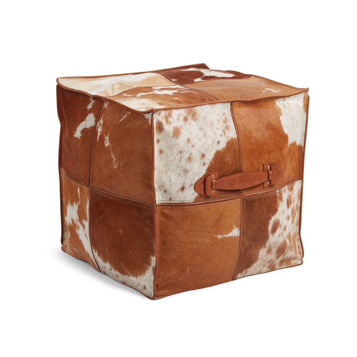 Hocker mit Griff | Brasilien | Hochwertiger Kalbsleder | 45x45x45 cm Poufs | Sheepskinhouse.ch