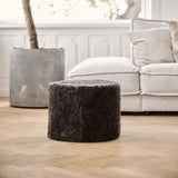Lammfellpouf Premium | Kurzhaar | Neuseeland | D41x31 cm Anthrazit