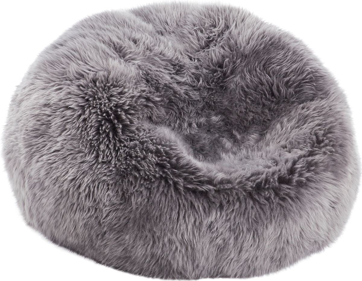 Lammfell Sitzsack Premium | Langhaar | Neuseeland | 73x74 cm | 92x93 cm Hellgrau