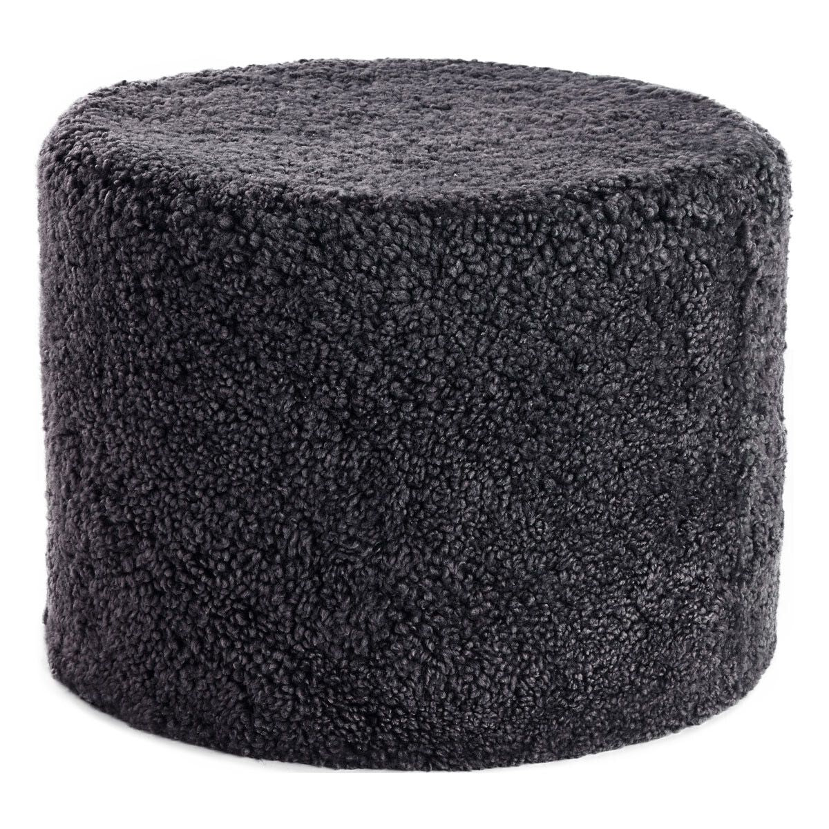 Lammfellpouf Premium | Kurzhaar | Neuseeland | D44x33 cm Anthrazit