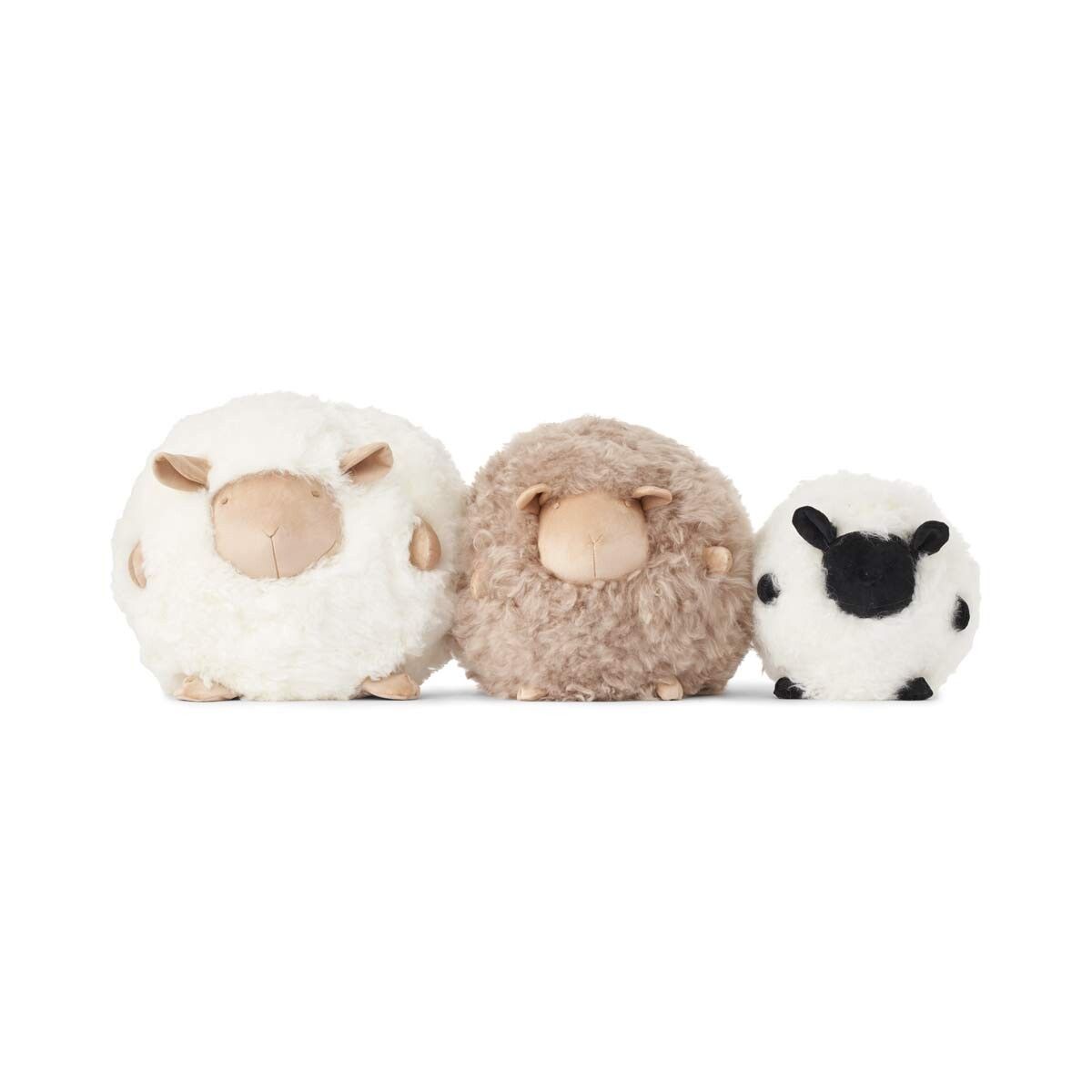 Cute Sheep | Kurzhaar | Neuseeland | Rundes Fellkissen | D28 cm Beige/Weiß