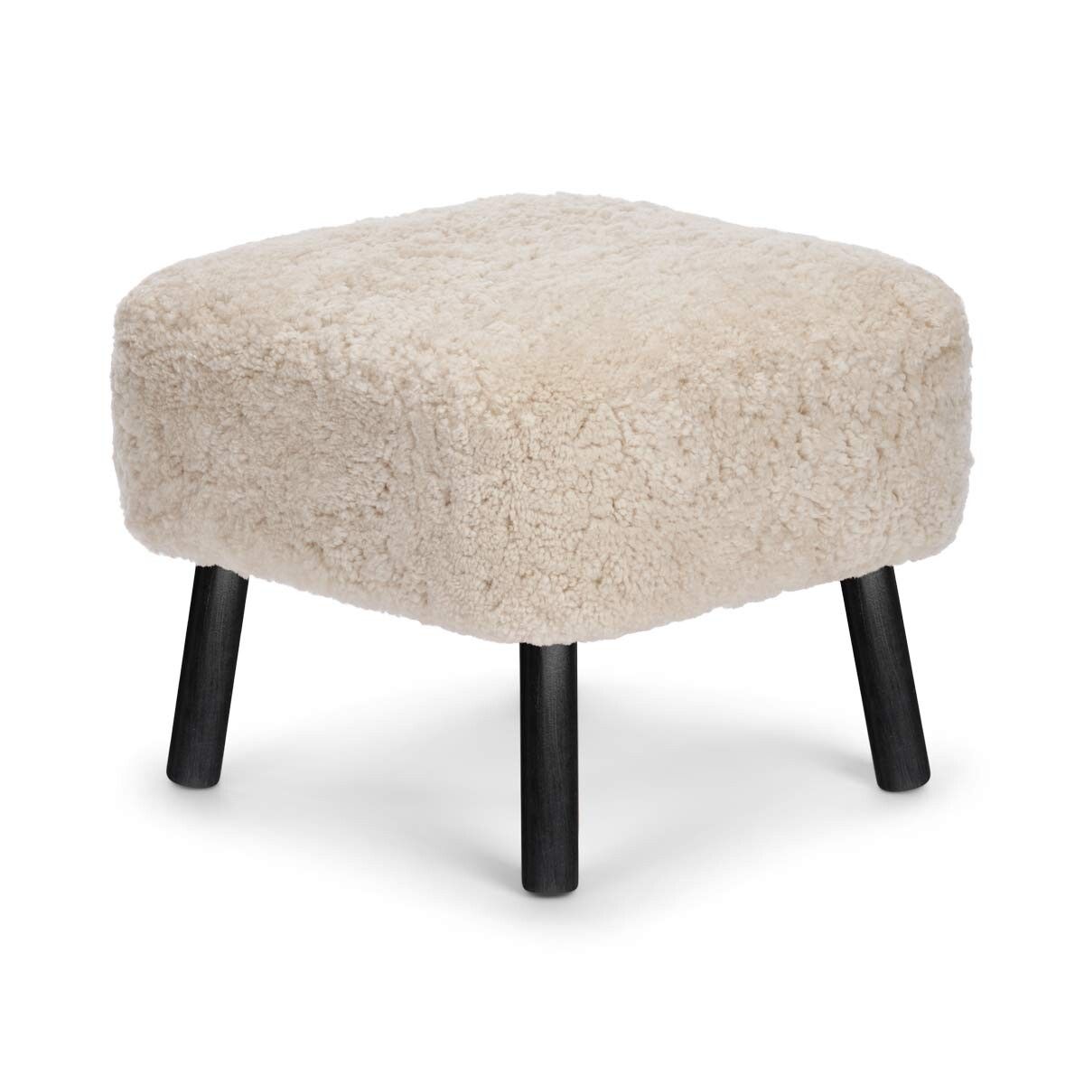 Lammfell Hocker Emil | Premium | Kurzhaar Perlweiß