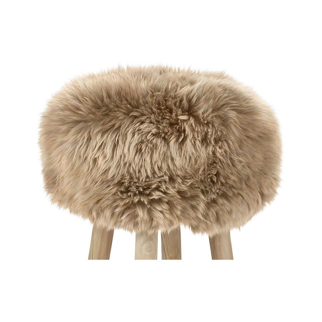 Lammfell Hockerbezug | Langhaar | Neuseeland | 35x17 cm Taupe