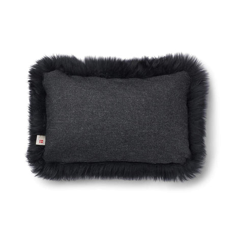 Lammfellkissen | Langhaar | Neuseeland | 100% Wolle | 52x52 cm | 34x52 cm Kohle/Schwarz